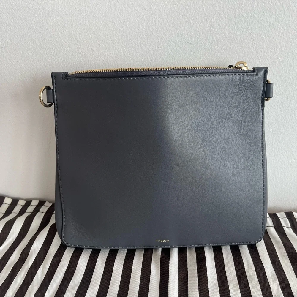 Theory grey Leather Crossbody Bag Clutch NWT - Picture 1 of 6